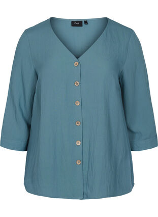 Viscose blouse with buttons and v-neck, Trooper, Packshot image number 0