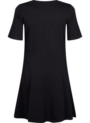 Solid-color cotton dress with short sleeves - Black - Sz. 40-64 - Zizzifashion Solid-color cotton dress with short sleeves - Black - Sz. 40-64 - Zizzifashion