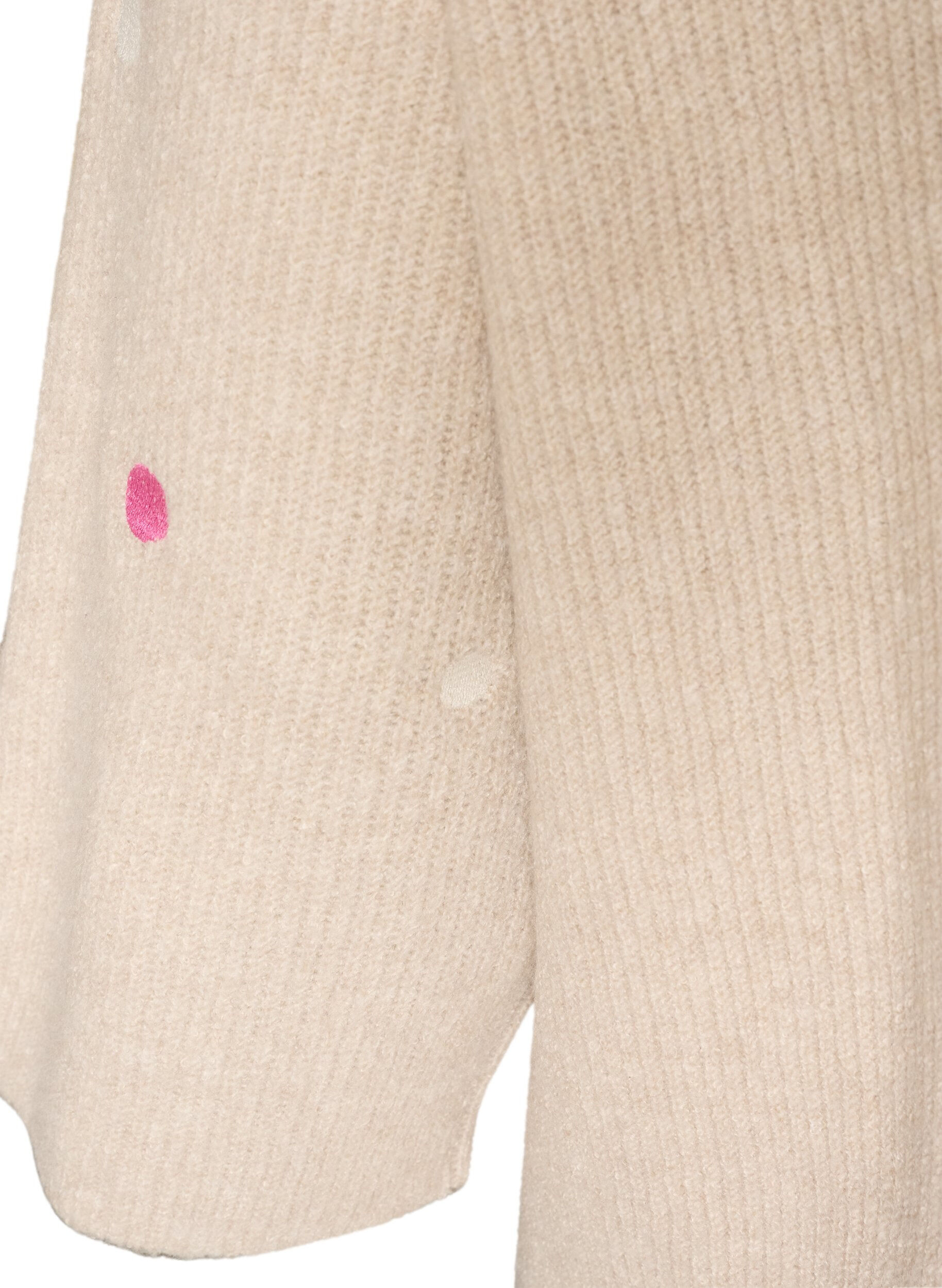 ZizzifashionKnitted blouse with small embroidered motifs, Beige, Packshot image number 3
