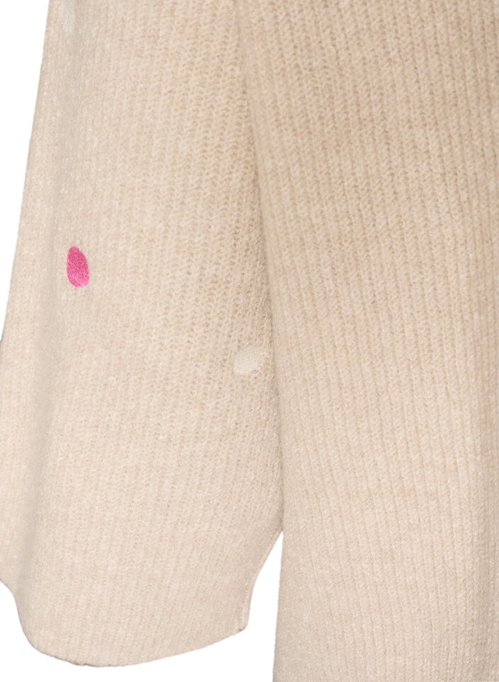 Knitted blouse with small embroidered motifs, Beige, Packshot image number 3