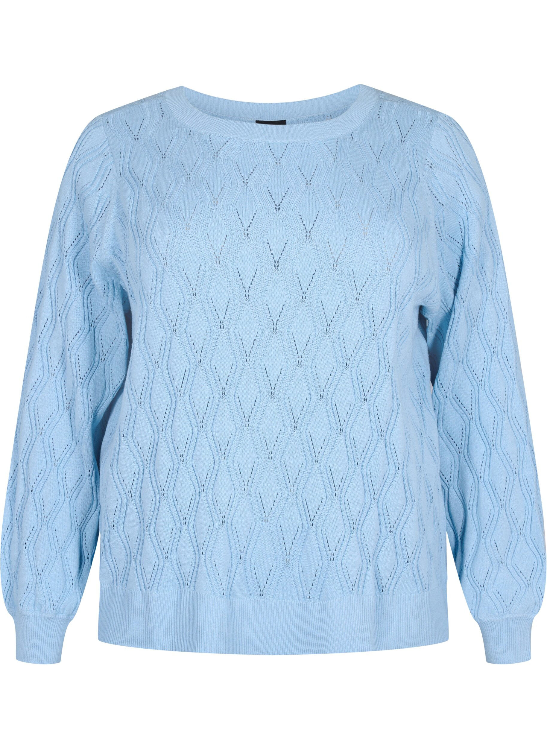 Zizzifashion Pullover with hole pattern and boat neck	, Blue Bell, Packshot image number 0