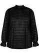 Long-sleeved blouse with patterned texture, Black, Packshot image number 0
