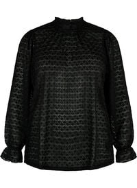 Long-sleeved blouse with patterned texture