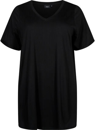 Single colour oversized t-shirt with v-neck, Black, Packshot image number 0