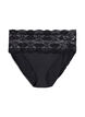 High-waisted knickers with lace trim in a 2-pack, Black, Packshot image number 2
