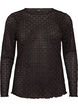 Blouse with eyelet pattern and long sleeves, Black, Packshot image number 0