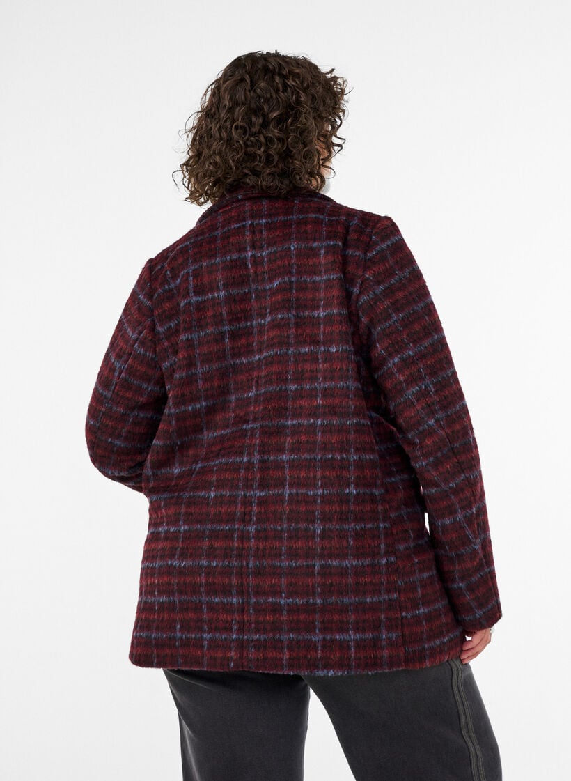 Checked jacket with pockets, Red, Model
