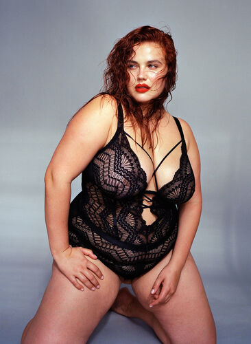 Lace bodystocking with strings, Black, Image image number 0