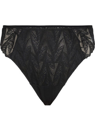 G-string briefs with lace and a regular waist, Black, Packshot image number 0
