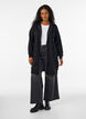 Long hoodie with zip and pockets, Black, Model image number 1