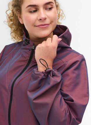 Hooded exercise jacket with adjustable drawstring, Sassafras, Model image number 2