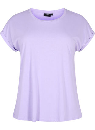 Short sleeve cotton blend T-shirt, Lavender, Packshot image number 0
