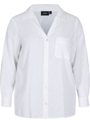 Blouse with 3/4-length sleeves and buttons, White, Packshot image number 0