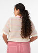Knitted polo with eyelet embroidery and stripes, White, Model image number 2