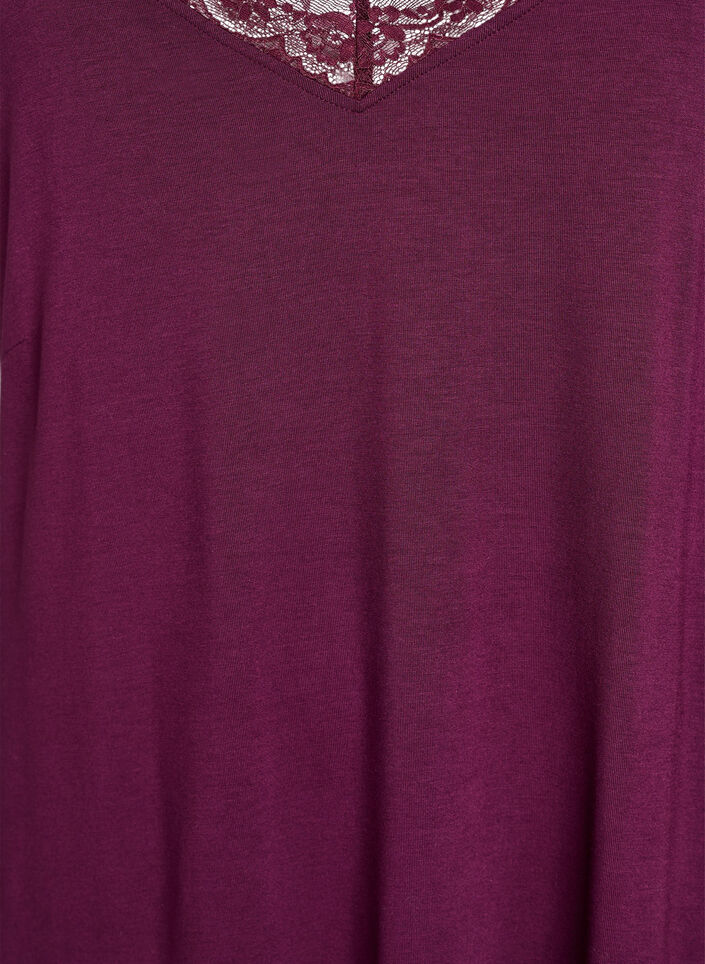 Viscose nightgown with lace trim, Dark Bordeaux, Packshot image number 2