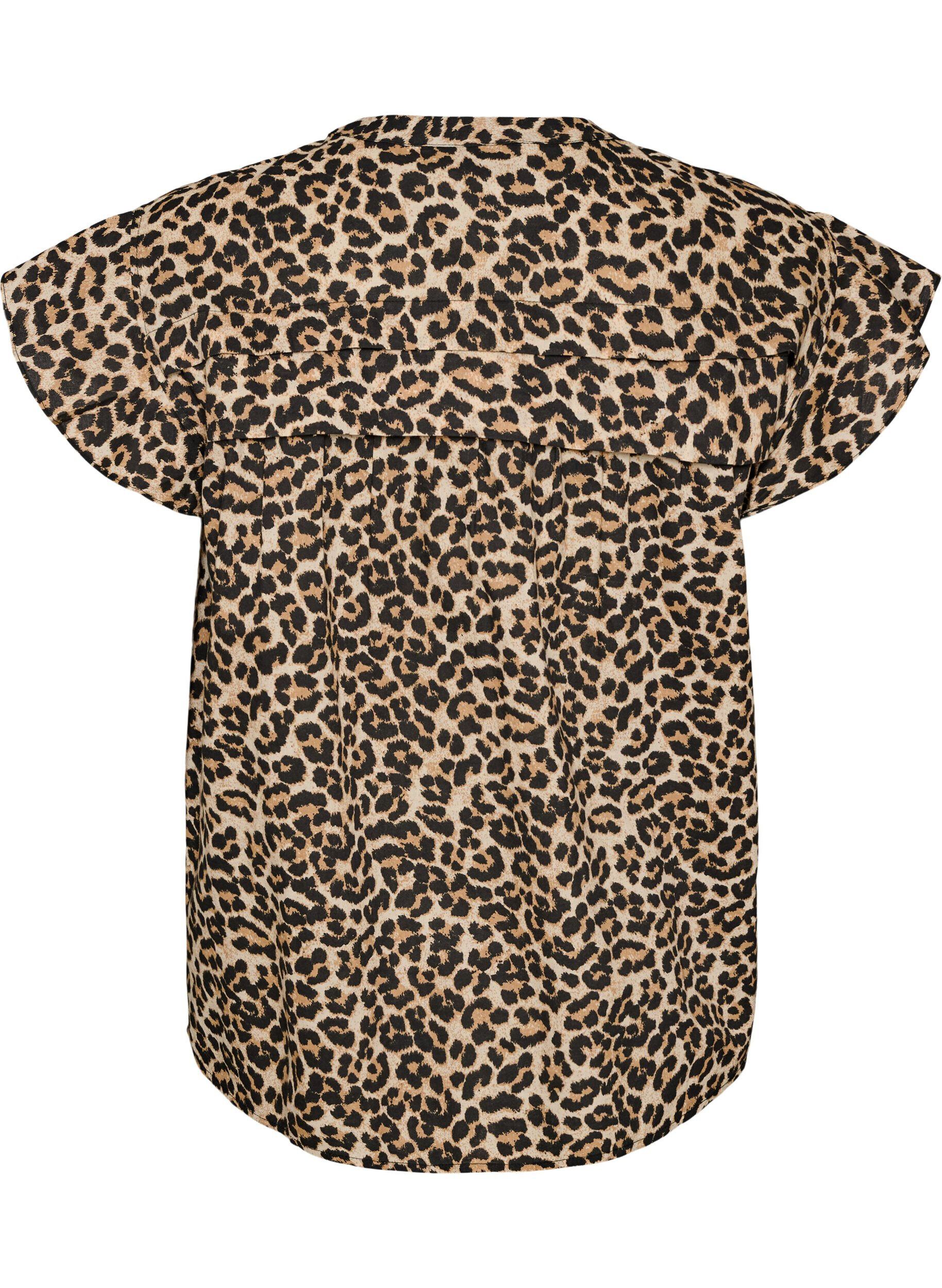 ZizzifashionSleeveless A-line cotton shirt blouse, Brown, Packshot image number 1