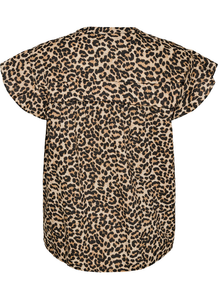 Sleeveless A-line cotton shirt blouse, Brown, Packshot image number 1