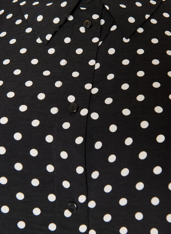 Shirt with dotted pattern and 3/4 sleeves, Black, Packshot image number 2