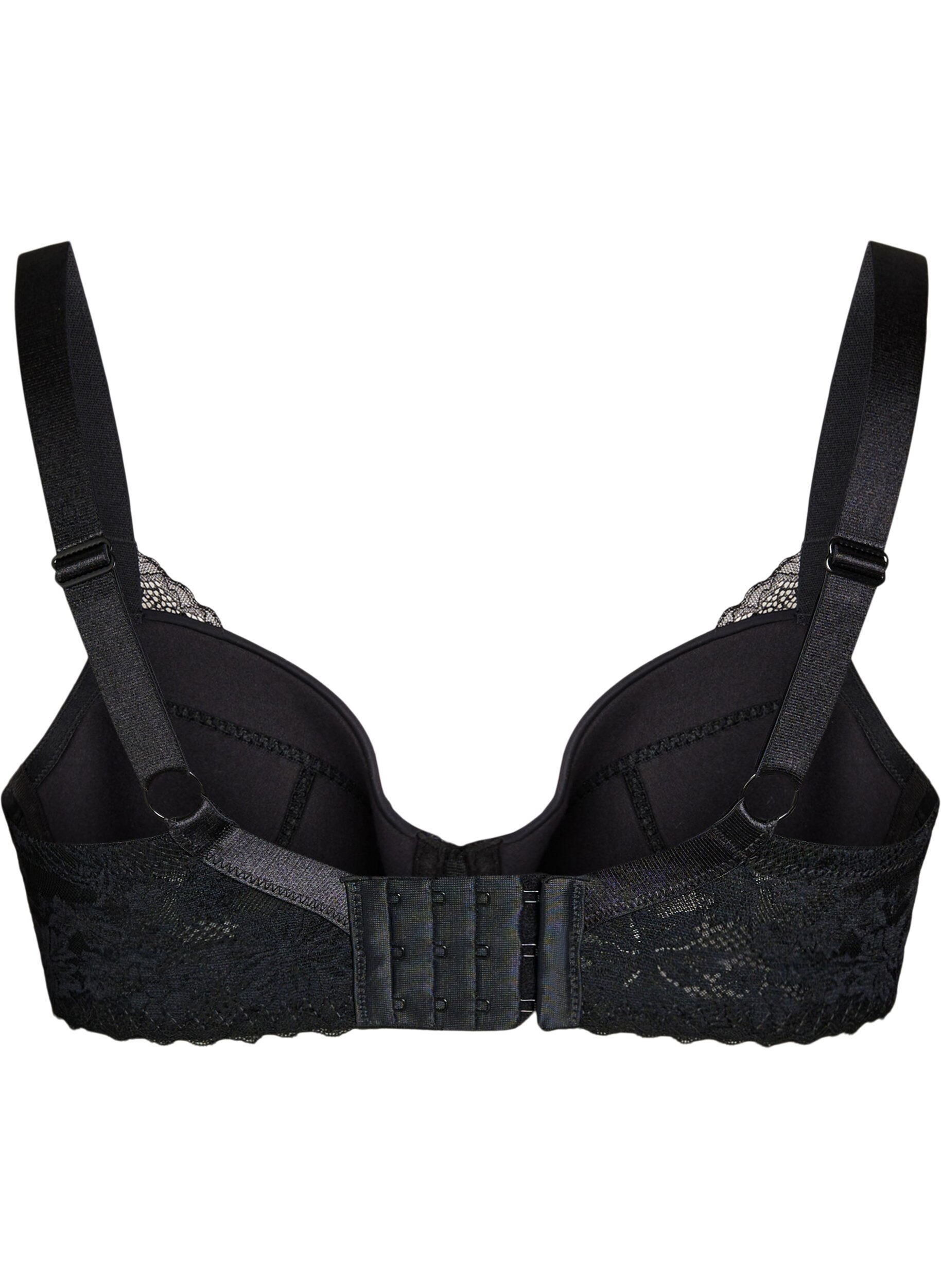 Zizzifashion Padded bra with lace, Black, Packshot image number 1