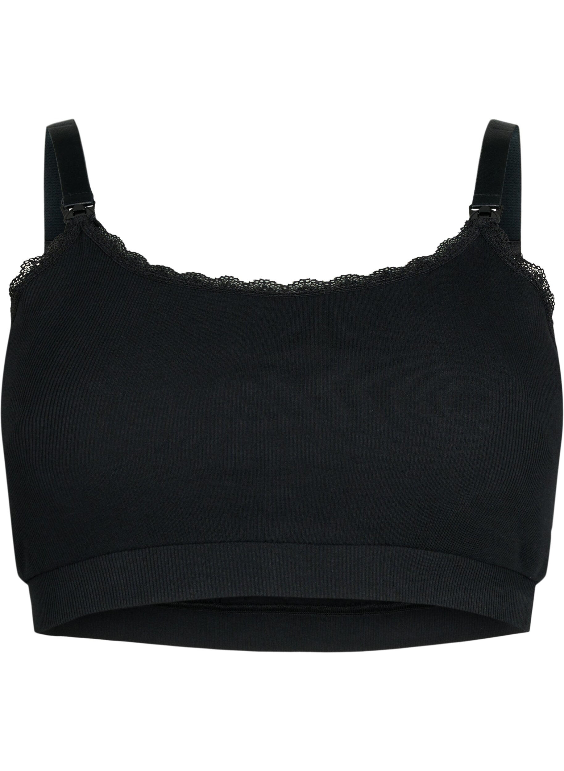 Zizzifashion Nursing bra in rib quality, Black, Packshot image number 0