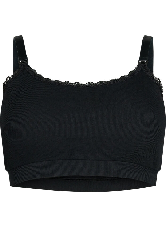 Nursing bra in rib quality, Black, Packshot image number 0
