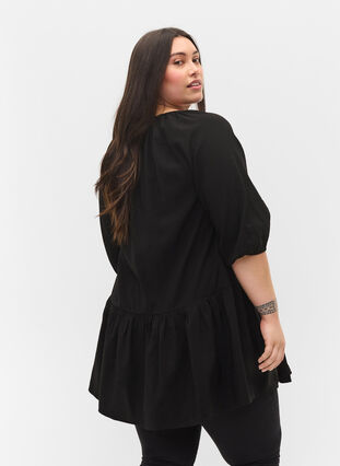 A shape Tunic dress with 3/4 sleeves, Black, Model image number 1
