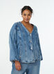 Denim jacket with shaping seams and a V-neck, Blue, Model image number 0