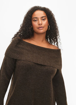 Melange knit dress, Demitasse Mel., Model image number 2