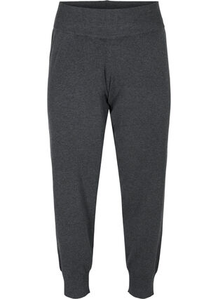 Melange knit trousers in viscose blend, Dark Grey Melange, Packshot image number 0