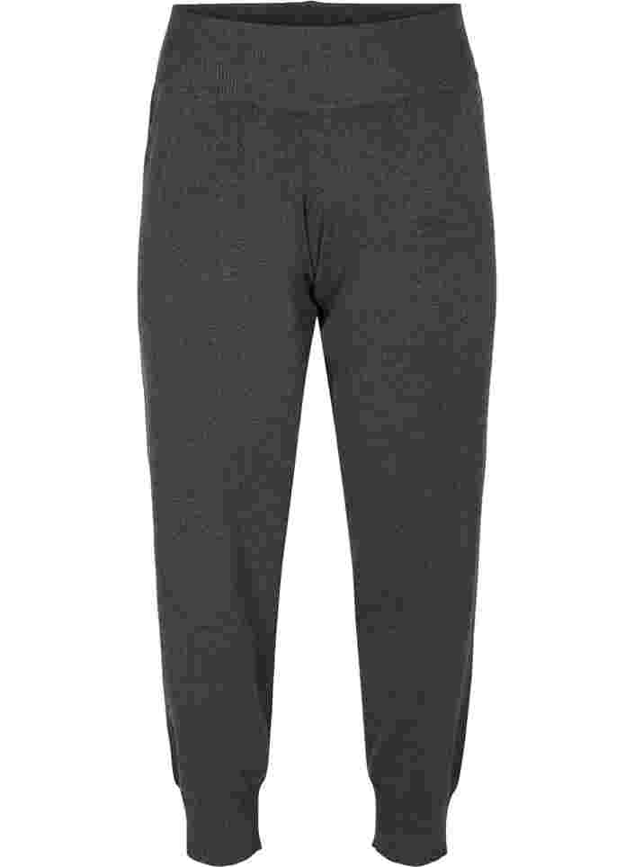 Melange knit trousers in viscose blend, Dark Grey Melange, Packshot