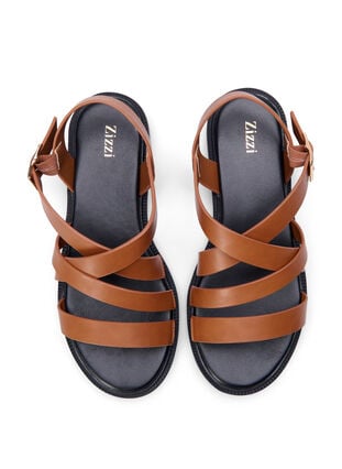 Leather summer sandal with a wide fit, Friar Brown, Packshot image number 2