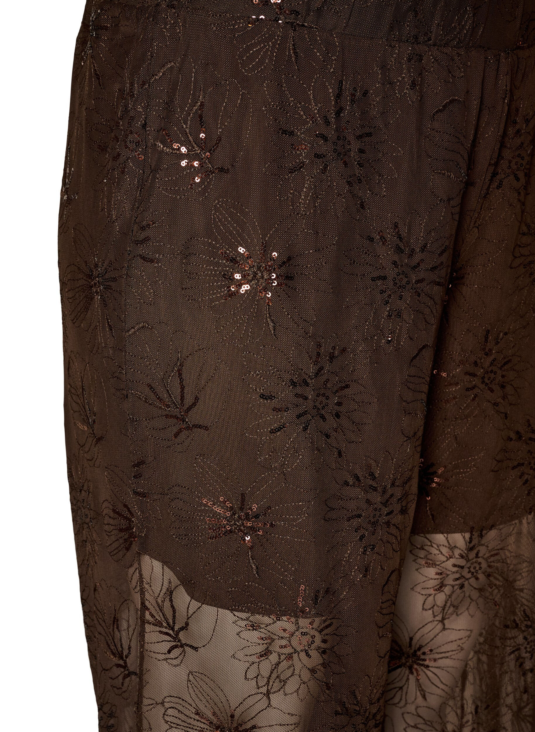 ZizzifashionMesh trousers with floral embroidery and sequins, Brown, Packshot image number 2