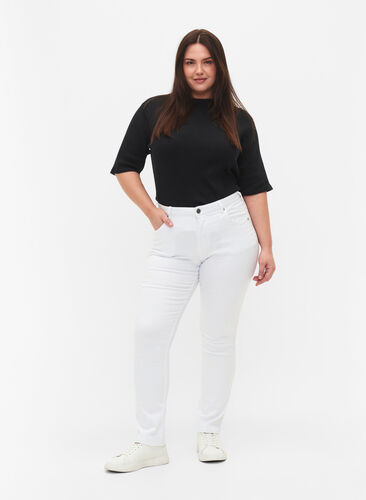 Slim fit Emily jeans with normal waist, White, Model image number 0