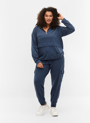 Jumper with zip and pocket, Insignia Blue Mel. , Model image number 2