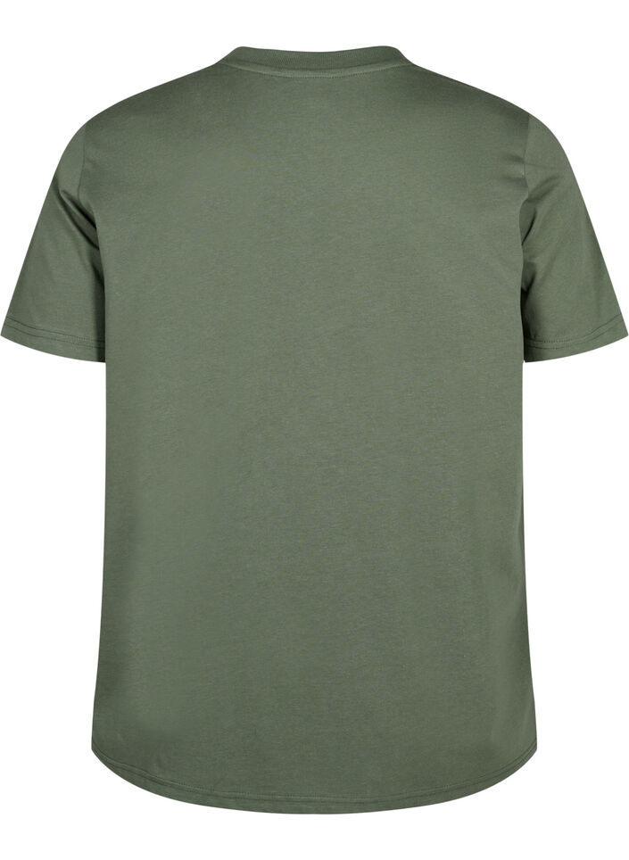 Basic cotton T-shirt with round neck, Green, Packshot image number 1