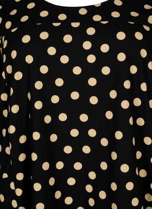 Short-sleeved, printed cotton dress, Black W. dot, Packshot image number 2