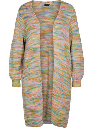 Long patterned knit cardigan in cotton blend, Multi Color, Packshot image number 0