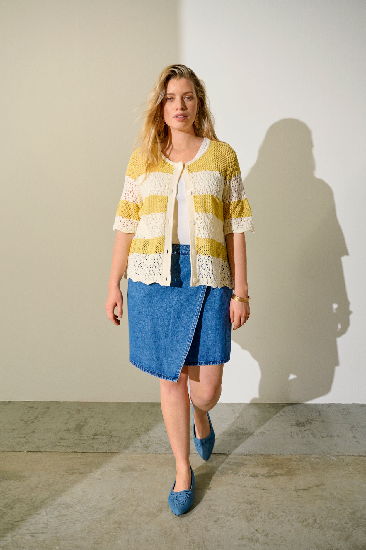 Zizzifashion Denim skirt with detail, , Model