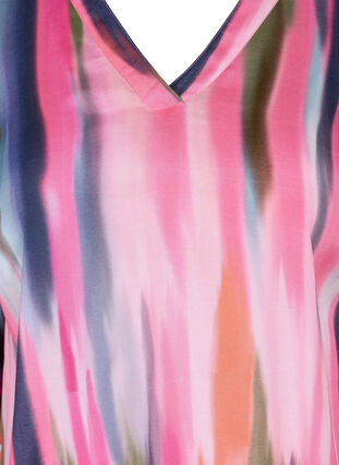 Printed viscose blouse with 3/4 sleeves, Pink AOP, Packshot image number 2