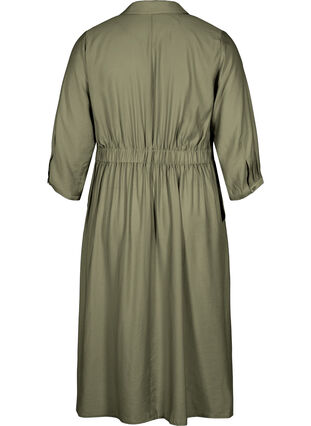 Viscose wrap dress with 3/4 sleeves, Dusty Olive, Packshot image number 1