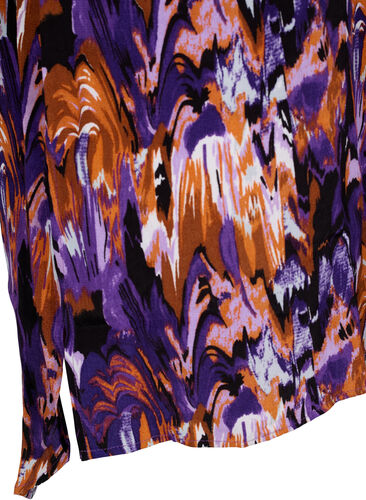 Long viscose shirt with print, Pansy AOP, Packshot image number 3
