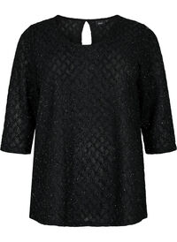 Patterned blouse with 3/4 sleeves and glitter