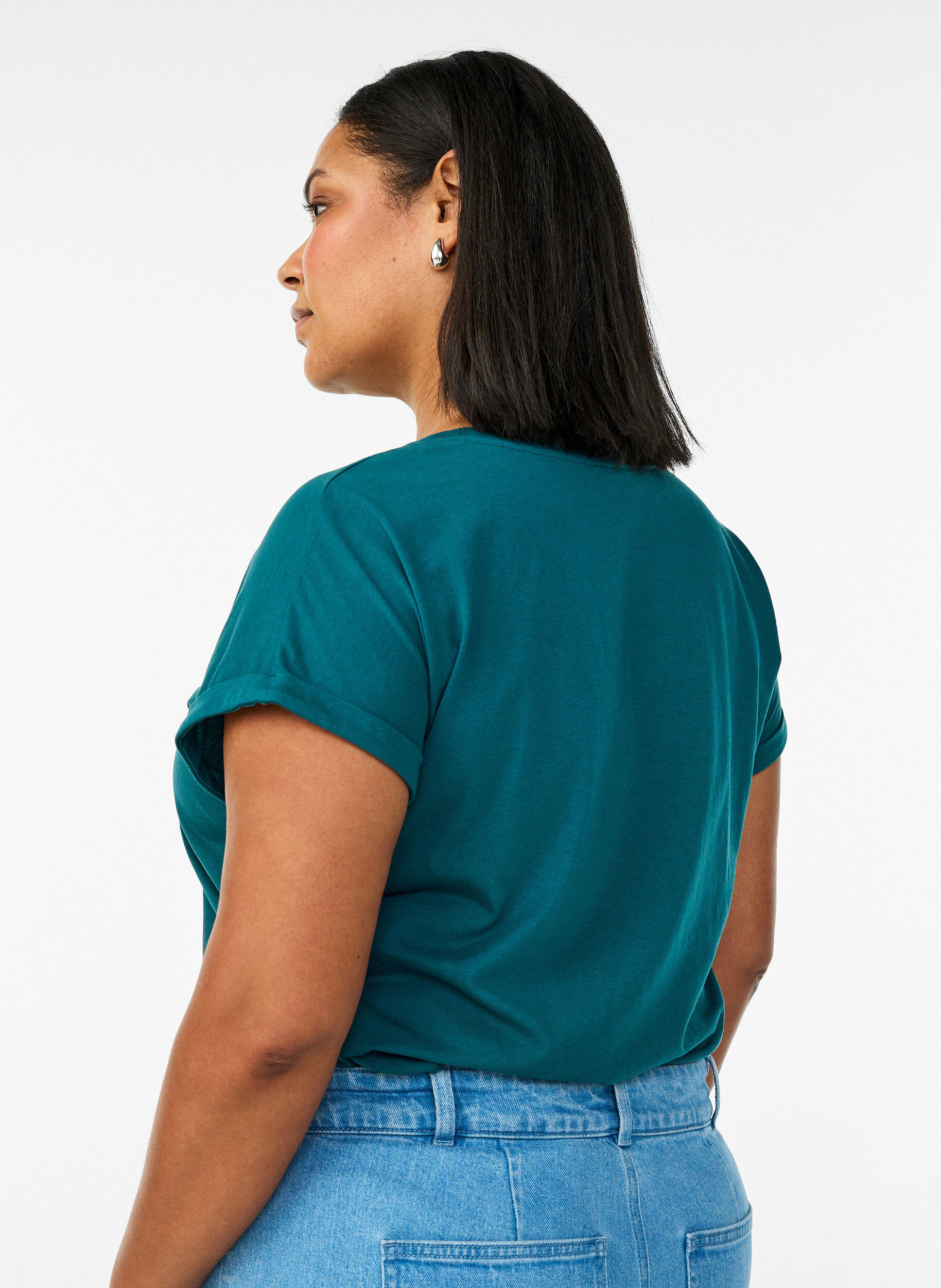 ZizzifashionShort-sleeved cotton blend t-shirt, Green, Model image number 2