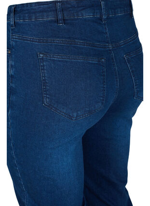 Close-fitting denim capris in cotton, Dark blue denim, Packshot image number 3