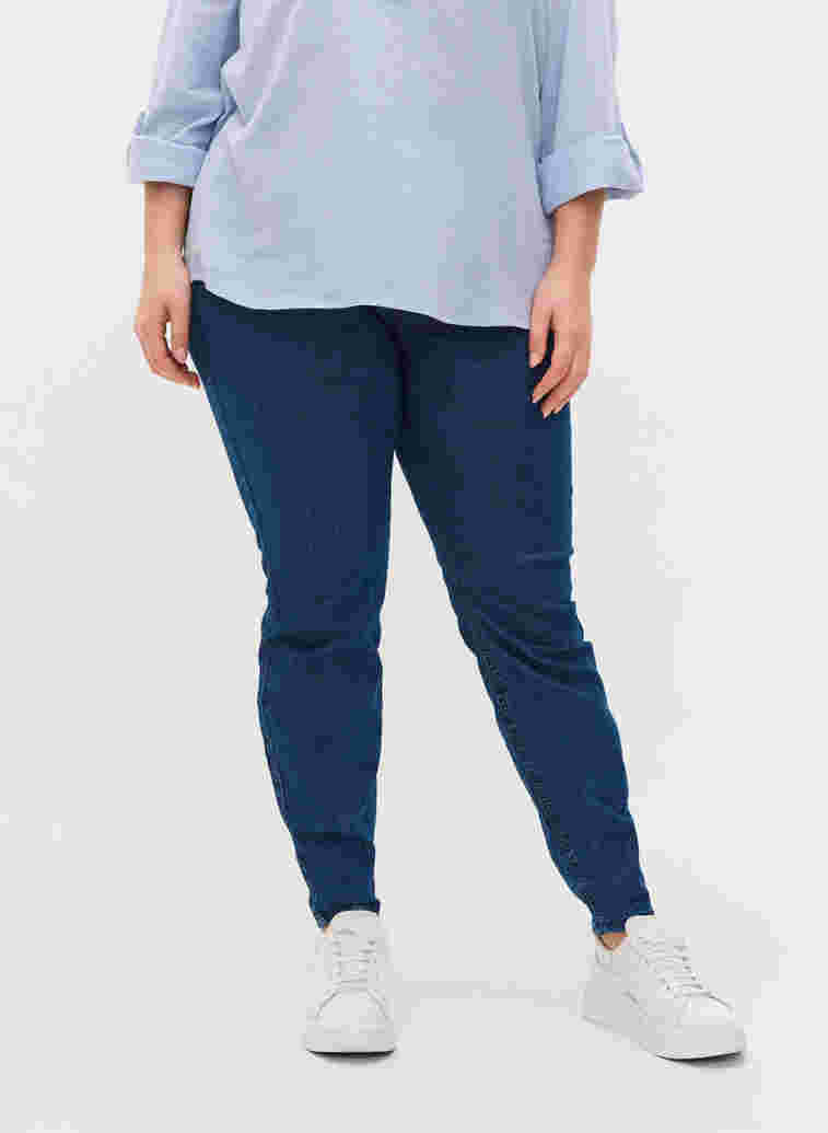 Cotton blend jeggings with back pockets, Dark blue, Model image number 2