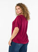 Blouse with lace insert and balloon sleeves, Red, Model image number 2