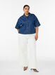 Short-sleeved denim jacket with button fastening, Blue, Model image number 1