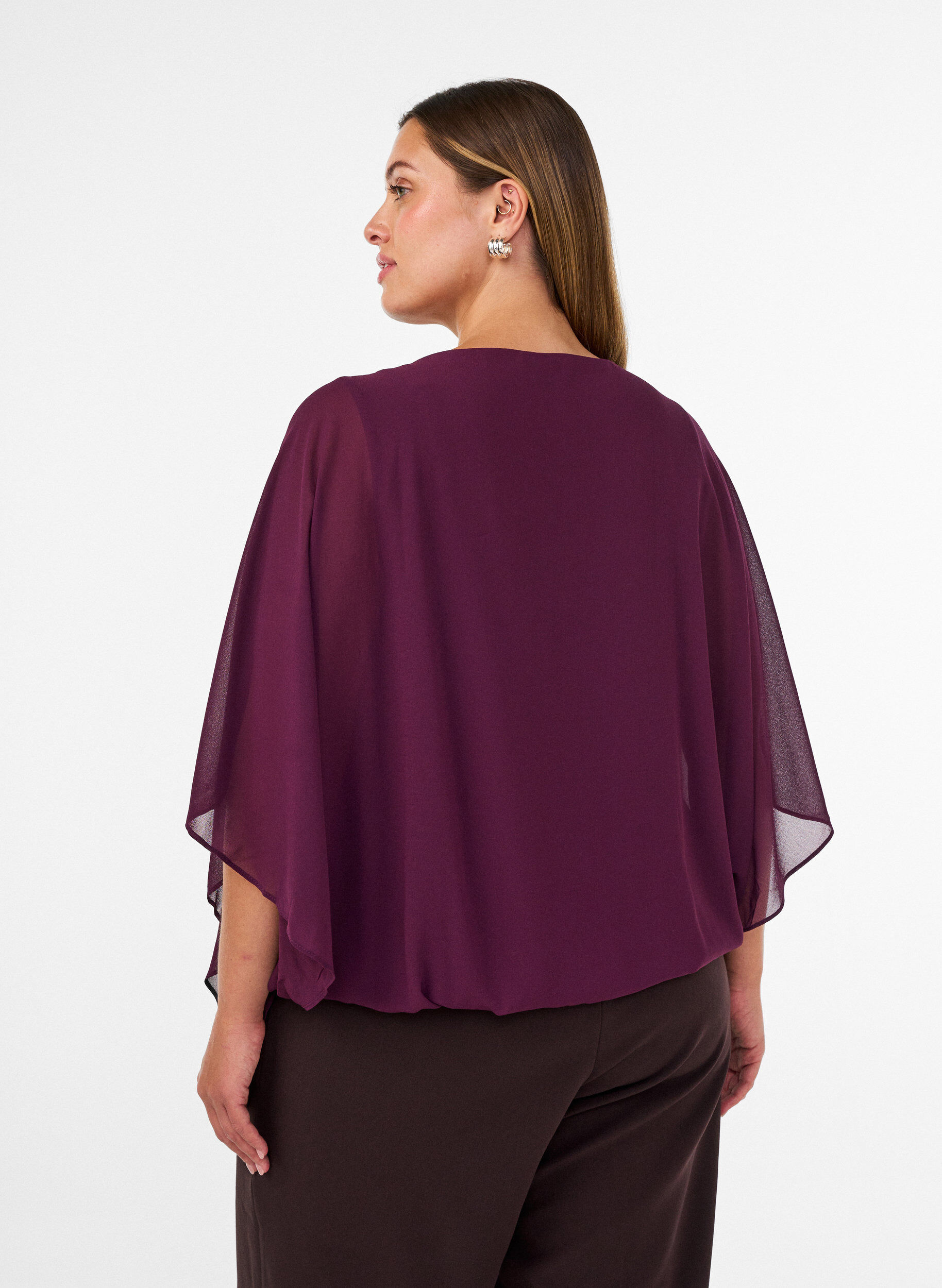 ZizzifashionChiffon blouse with balloon effect, Purple, Model image number 2