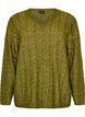 Knitted blouse with cable knit and V-neck, Green, Packshot image number 0