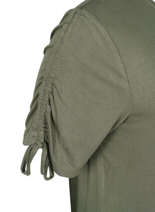 Short sleeved viscose dress with tie detail, Dusty Olive, Packshot image number 3